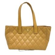 Pre-owned Leather totes Chanel Vintage , Beige , Dames