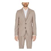 Beige Knoopsluiting Blazer met Zakken Antony Morato , Beige , Heren