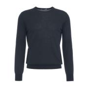 Geribbelde Wol Crew Neck Sweater Kangra , Blue , Heren