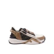 Flow Sneakers Monogram Design Rits Detail Fendi , Multicolor , Heren