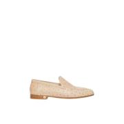 Springloafer Mocassins Vogelpatroon Leer Max Mara , Beige , Dames