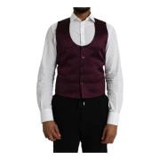 Maroon Zijden Formele Waistcoat Jurk Dolce & Gabbana , Brown , Heren