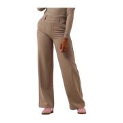 Taupe Wijde Broek Object , Beige , Dames