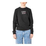 Zwarte Katoenen Sweatshirt Lange Mouw Tommy Jeans , Black , Dames