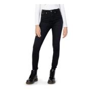 Zwarte Effen Rits Jeans met Zakken Calvin Klein Jeans , Black , Dames