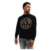 V-Emblem Sweater Zwart/Goud Heren Versace Jeans Couture , Black , Here...