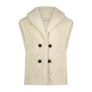 Gezellig Wit Teddy Gilet Hartprint Fabienne Chapot , Beige , Dames