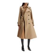 Hybride Trenchcoat in Gabardine Sacai , Beige , Dames