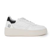 Witte Leren Sneakers Rubberen Zool Veters D.a.t.e. , White , Dames