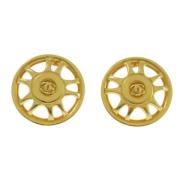 Pre-owned Metal earrings Chanel Vintage , Yellow , Dames