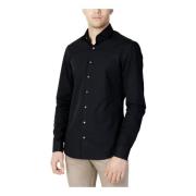 Zwarte Knoopsluiting Lange Mouw Shirt Calvin Klein , Black , Heren