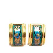 Pre-owned Metal earrings Hermès Vintage , Yellow , Dames