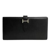 Pre-owned Leather wallets Hermès Vintage , Black , Dames