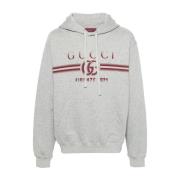 Heather Grey Mélange Trekkoord Hoodie Gucci , Gray , Heren