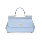 Leren Schoudertas met Logo Plaque Dolce & Gabbana , Blue , Dames