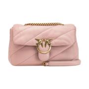 Leren handtas met schouderband - Roze Pinko , Pink , Dames