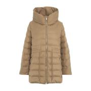 Gewatteerde Eco Donsjas met Hoge Kraag Pinko , Beige , Dames