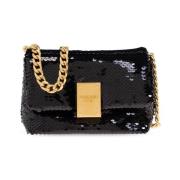 Zwarte Glanzende Flap Tas Balmain , Black , Dames