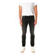 Slim Fit Midwaist Jeans Denham , Black , Heren