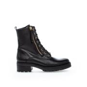 Zwarte Leren Veterschoenen Gabor , Black , Dames