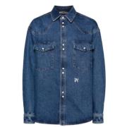 Denimjack met contrasterende knopen Palm Angels , Blue , Heren