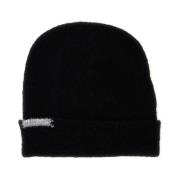 Zwarte Beanie met Contrasterend Detail Semicouture , Black , Dames