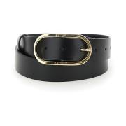 Zwart Leren Riem met Ronde Gesp Semicouture , Black , Dames