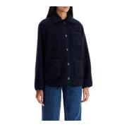 Bouclé wollen blouson met gebreide boorden A.p.c. , Blue , Dames