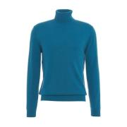 Luxe Cashmere Turtleneck Pullover Daniele Fiesoli , Blue , Heren