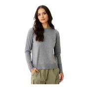 Grijze Melange Gebreide Blouse met Knoopdetails IN Front , Gray , Dame...