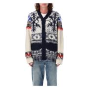 Fair Isle Gebreide Vest Off White Sacai , Multicolor , Heren