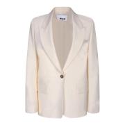 Witte Wolmix Elegante Jas Msgm , Beige , Dames