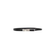 Zwarte Leren Riem met Zilveren Gesp Rick Owens , Black , Heren