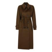 Bruine Wol Trenchcoat Capes Aw24 Max Mara , Brown , Dames