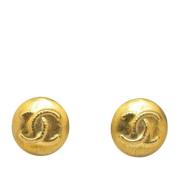 Pre-owned Metal earrings Chanel Vintage , Yellow , Dames