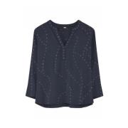 Naja Shirt met V-hals en Patroon Gustav , Blue , Dames