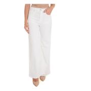 Wide Leg Denim Jeans met Jewel Button Tramarossa , White , Dames