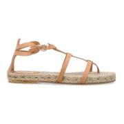 Gestreepte Leren Sandalen Natuurlijk Ss24 Castañer , Beige , Dames