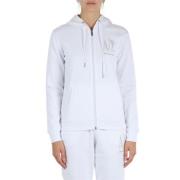 Hoodie met rits in katoenen fleece Armani Exchange , White , Dames