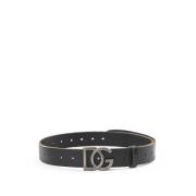 Leren Riem met Logo Dolce & Gabbana , Black , Heren