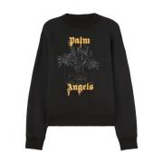 Logo Print Crew Neck Sweater Palm Angels , Black , Heren