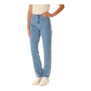 Hoge Taille Straight Fit Denim Broek Carhartt Wip , Blue , Dames