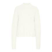 Gezellige Gebreide Trui Kabess Pullover Krijt Kaffe , White , Dames