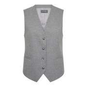 Klassieke Vest Blazer Sharkskin Kwaliteit MOS Mosh , Gray , Dames