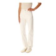 Hoge Taille Straight Fit Denim Broek Carhartt Wip , Beige , Dames