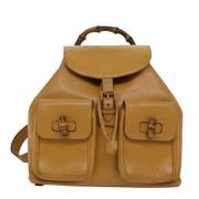 Pre-owned Leather backpacks Gucci Vintage , Yellow , Dames