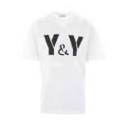 Oversize Katoenen Jersey T-shirt met Y&Y Print Yohji Yamamoto , Beige ...