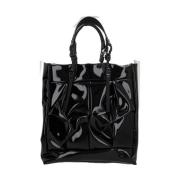 Vinyl Tote Bag met Zwart Hardware Innerraum , Black , Dames