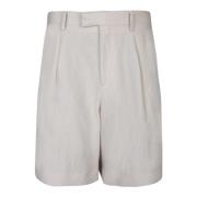 Beige Linnen Geplooide Shorts Lardini , Beige , Heren