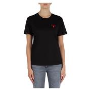 Limited Edition Logo Geborduurd T-shirt Emporio Armani , Black , Dames